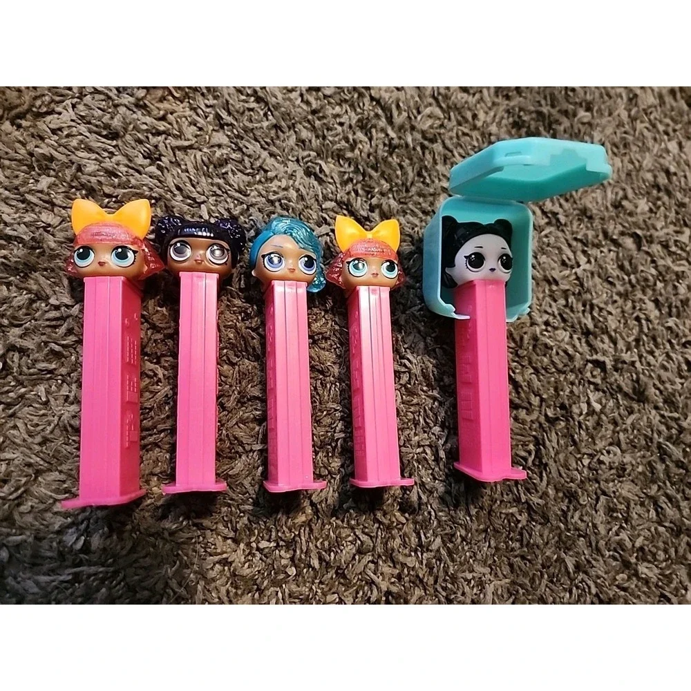 LOL SERIES 1 - SURPRISE PEZ SET OF 5. Dusk, Splash, Purple, Glitter x2.